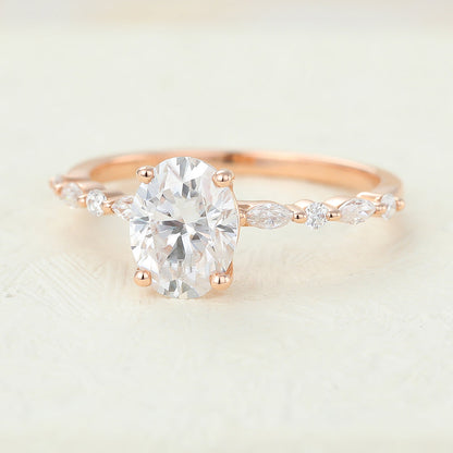 1.33 CT Oval Pave Moissanite Engagement Ring