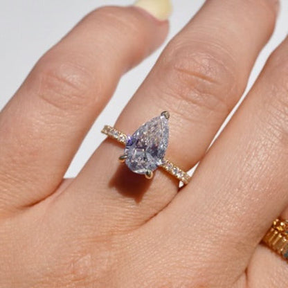 2.01 CT Pear Pave Moissanite Engagement Ring