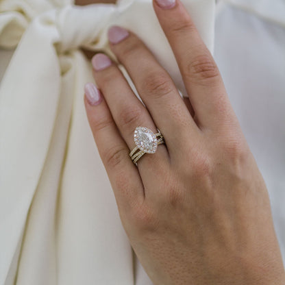 1.75 CT Marquise Halo & Pave Lab Grown Diamond Engagement Ring
