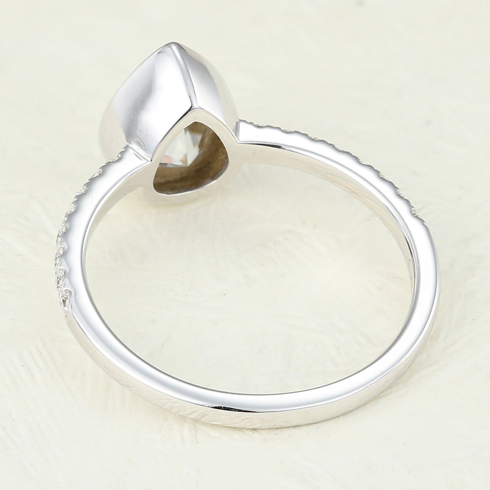 1 CT Pear Pave & Bezel Lab-Grown Diamond Engagement Ring