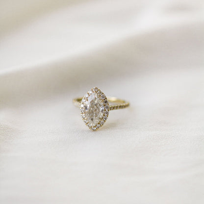 1.75 CT Marquise Halo & Pave Lab Grown Diamond Engagement Ring