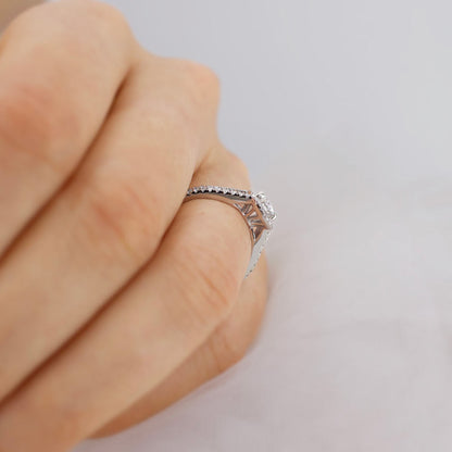 0.5 CT Round Halo, Pave & Split Shank  Lab Grown Diamond Engagement Ring