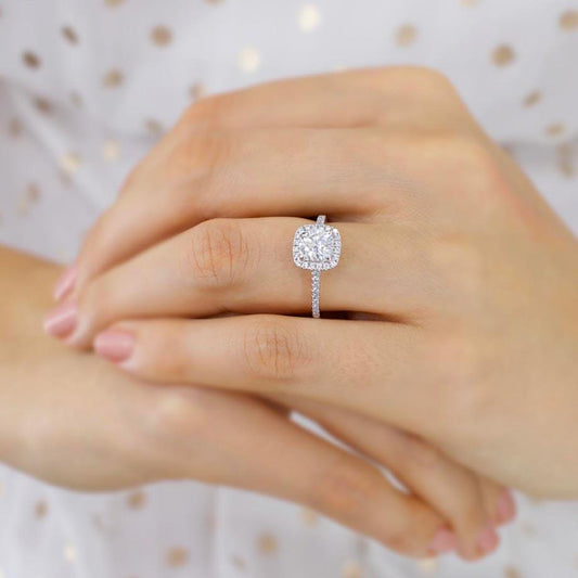 2 CT Round Halo & Pave Lab Grown Diamond Engagement Ring