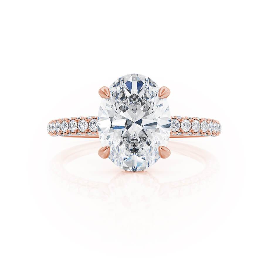 2.1 CT Oval Hidden Halo & Pave Lab Grown Diamond Engagement Ring