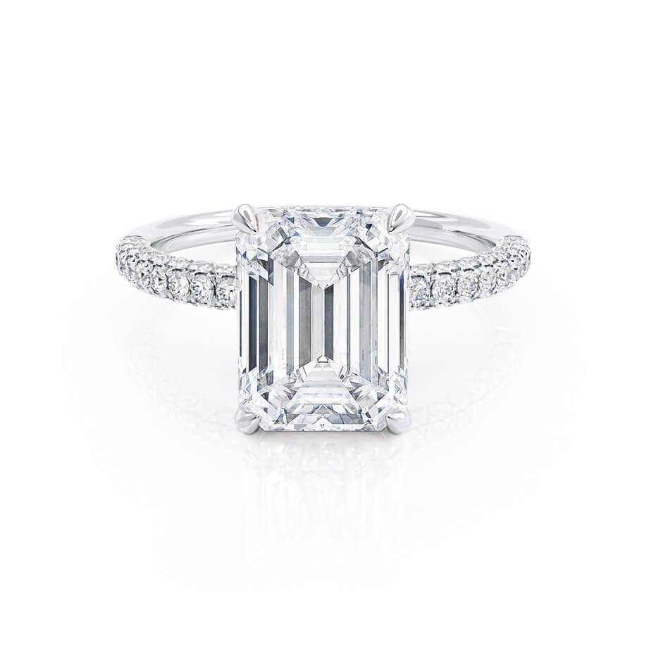 1.75 CT Emerald Hidden Halo & Pave Lab Grown Diamond Engagement Ring