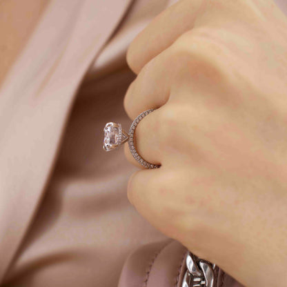 2.1 CT Oval Pave Lab Grown Diamond Engagement Ring