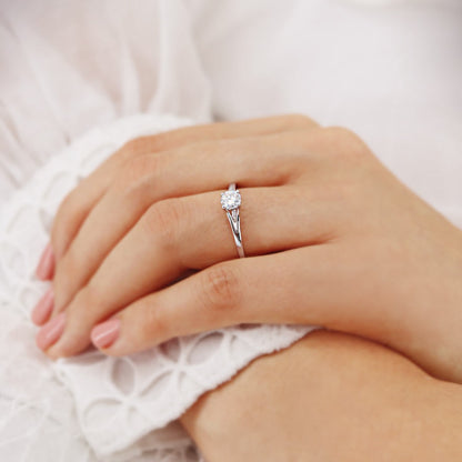 0.5 CT Round Solitaire Lab Grown Diamond Engagement Ring