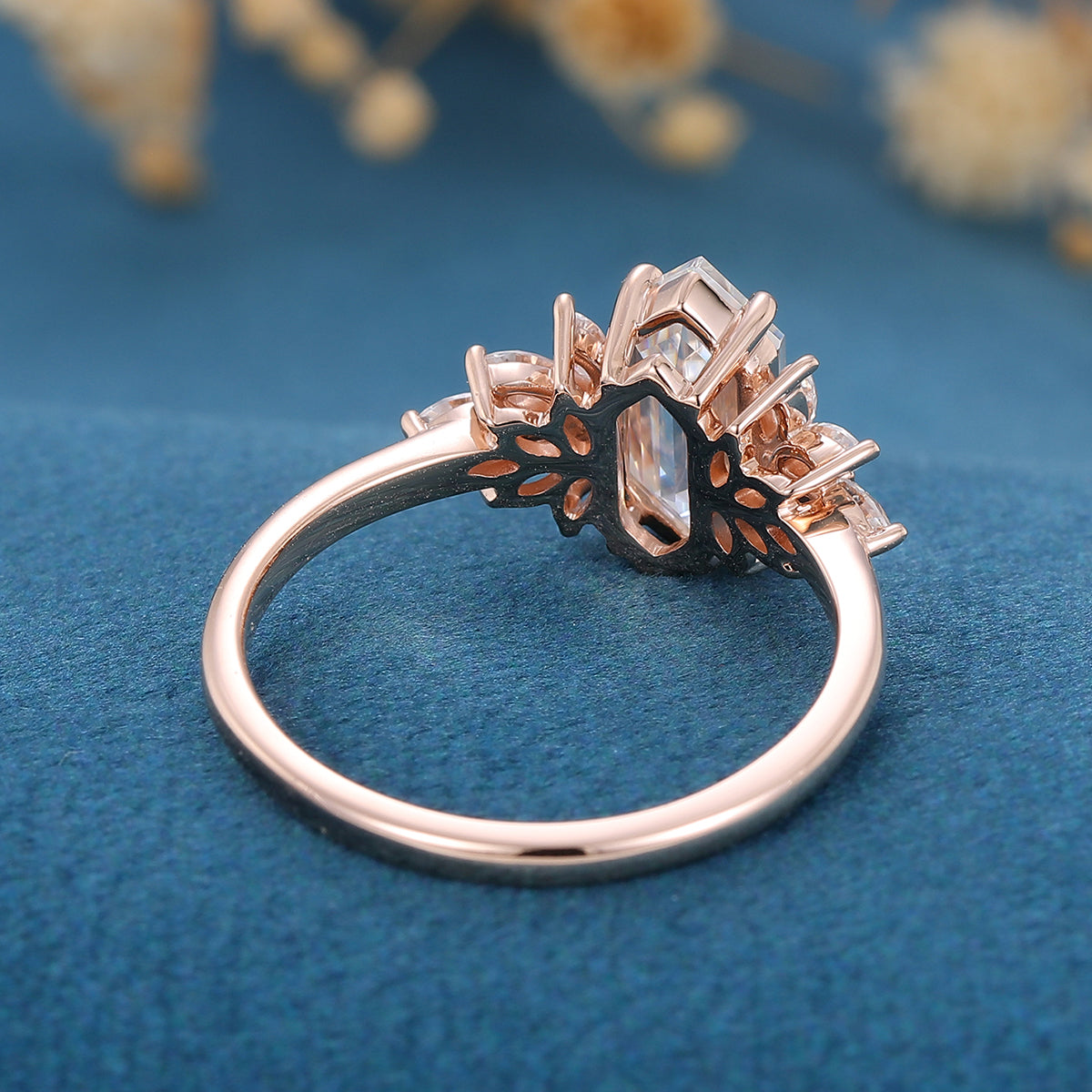 0.6 CT Hexagon Cluster Lab Grown Diamond Engagement Ring