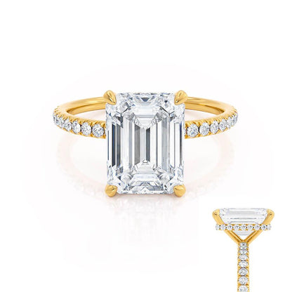 1.75 CT Emerald Hidden Halo & Pave Lab Grown Diamond Engagement Ring