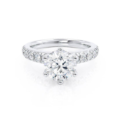 1.9 CT Round Pave Lab Grown Diamond Engagement Ring