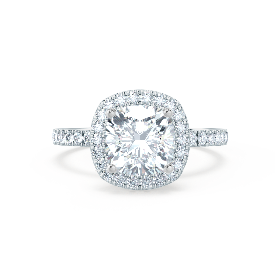 1.3 CT Cushion Halo & Pave Lab Grown Diamond Engagement Ring