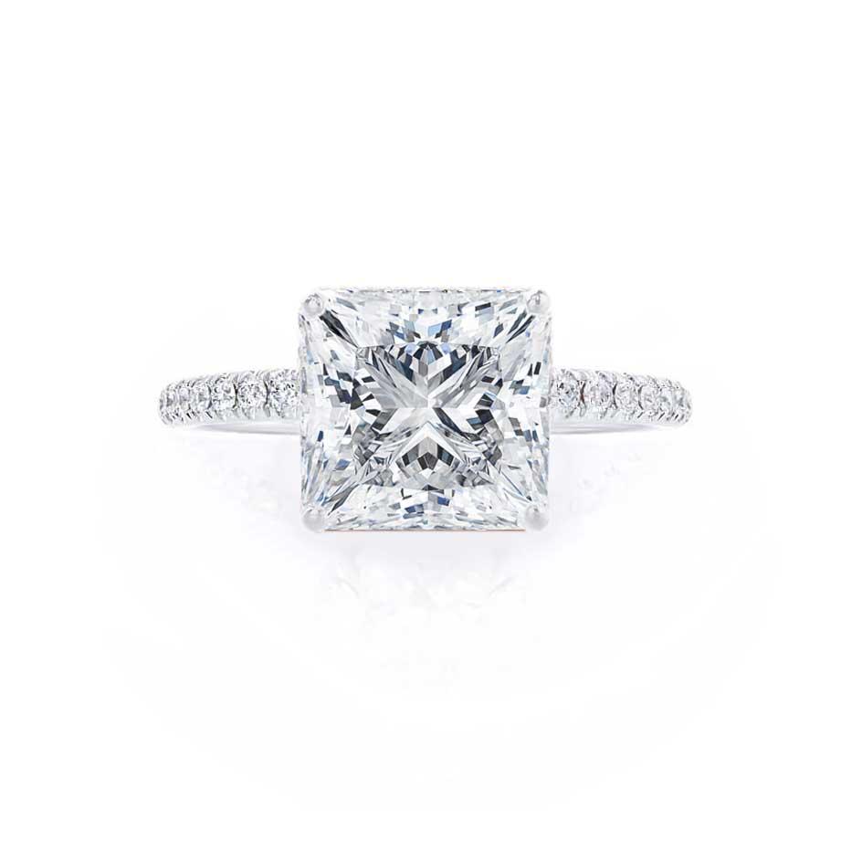 1 CT Princess Pave Lab Grown Diamond Engagement Ring