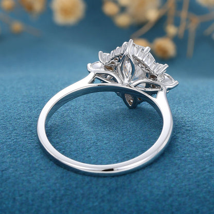 0.84 CT Oval Cluster Lab Grown Diamond Engagement Ring