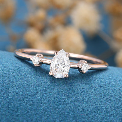 0.39 CT Pear Three Stone Lab Grown Diamond Engagement Ring