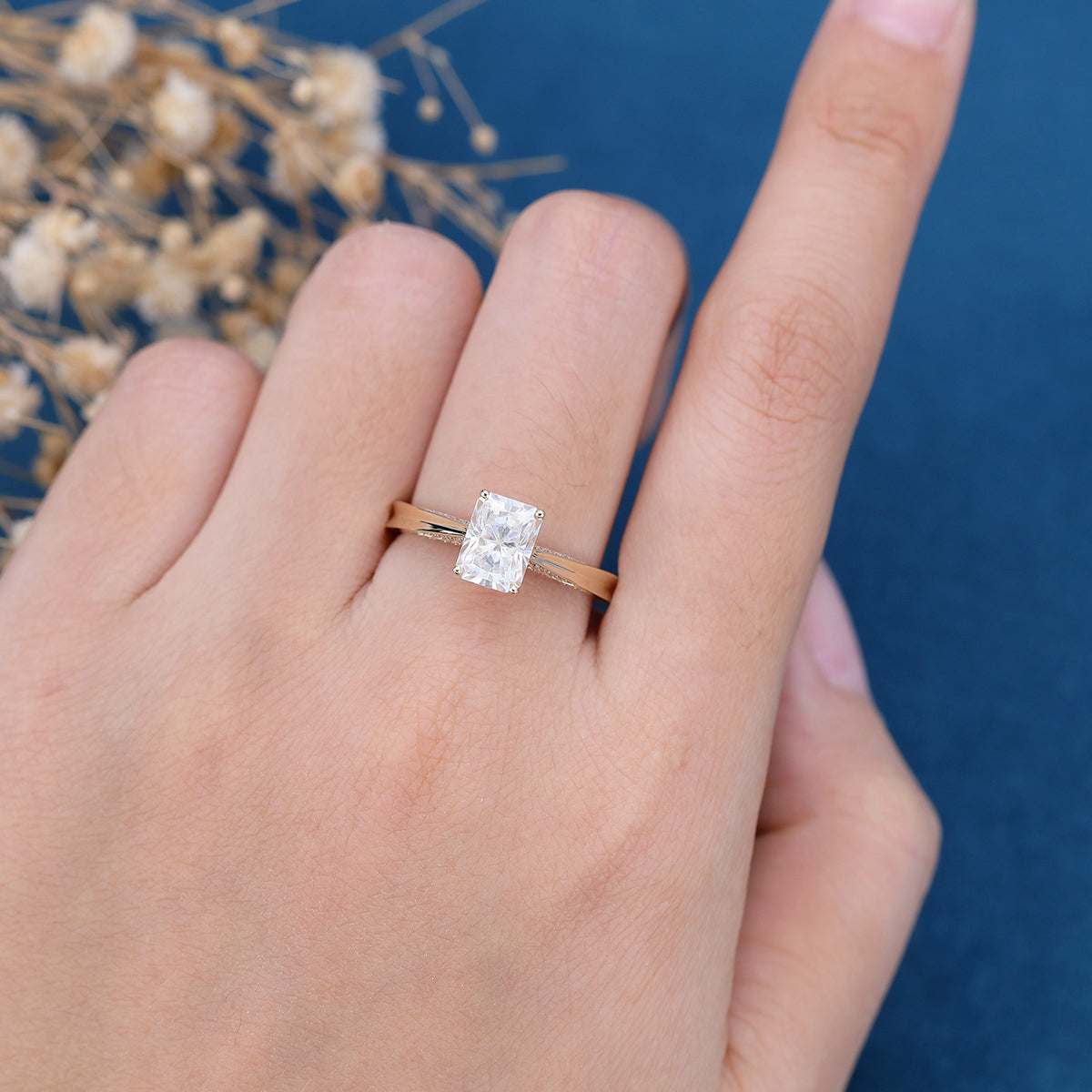 1.68 CT Radiant Pave Lab Grown Diamond Engagement Ring