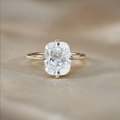 2.5 CT Elongated Cushion Hidden Halo Moissanite Engagement Ring
