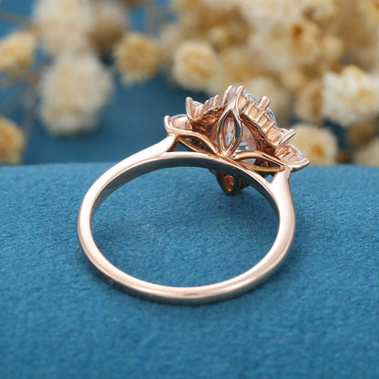 0.84 CT Oval Cluster Lab Grown Diamond Engagement Ring