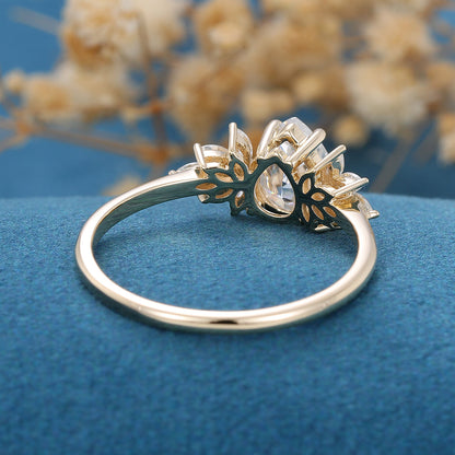 1 CT Pear Cluster Lab Grown Diamond Engagement Ring