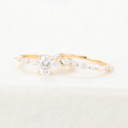 0.84 CT Oval Pave Lab Grown Diamond Bridal Set
