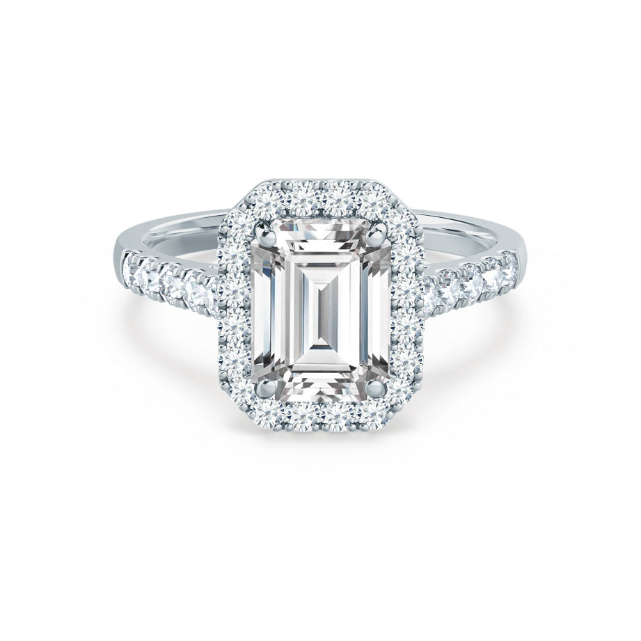 1.75 CT Emerald Halo & Pave Lab Grown Diamond Engagement Ring